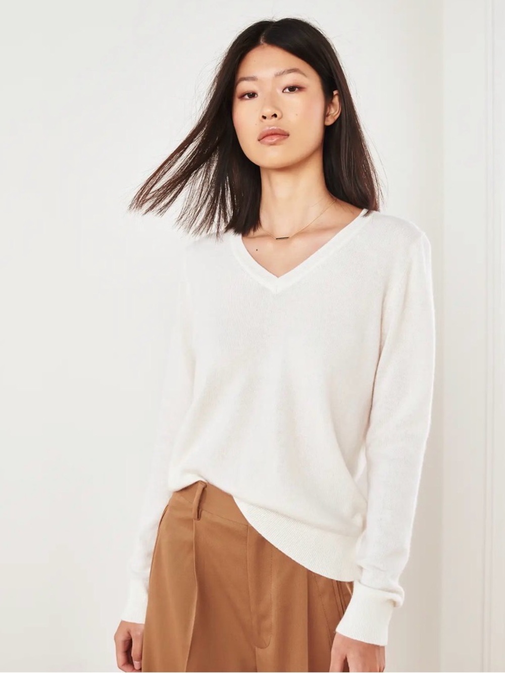 Quince Cream V-Neck Sweater